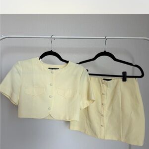 Zara Butter Yellow Mini Skirt and Top Set